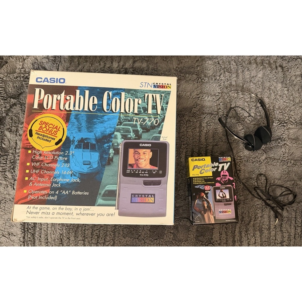 Vintage Casio Crystal Vision TV-770 Battery Portable Color Television TV NEW